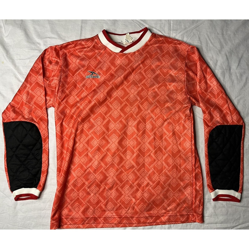Score Soccer Jersey Youth Size Large Diamonds Red Long Sleeve Vintage 1990s